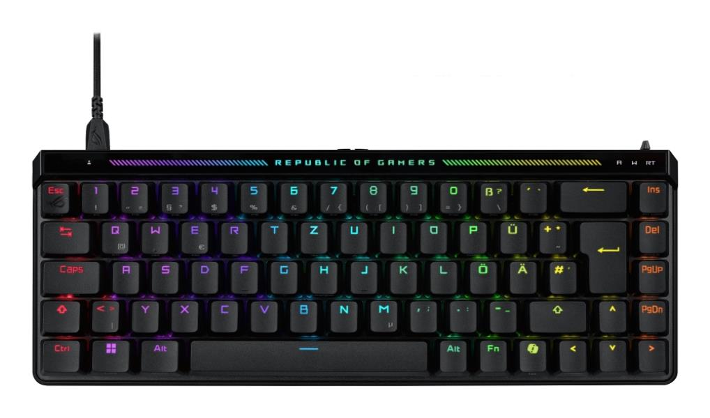 ASUS ROG FALCHION ACE HFX Compact 65% Analog RGB Gaming Keyboard, Wired (Dual USB-C), ROG HFX Magnetic Switches, Rapid Trigger, Touch Panel