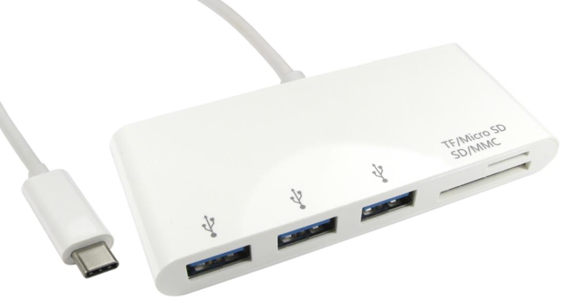 Cables Direct USB3C-HUB3CR Laptop Docks & Port Replicators - White