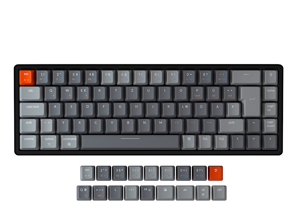 Keychron German K6 Bluetooth RGB Backlit Tactile Aluminium Mac/PC 65% Keyboard