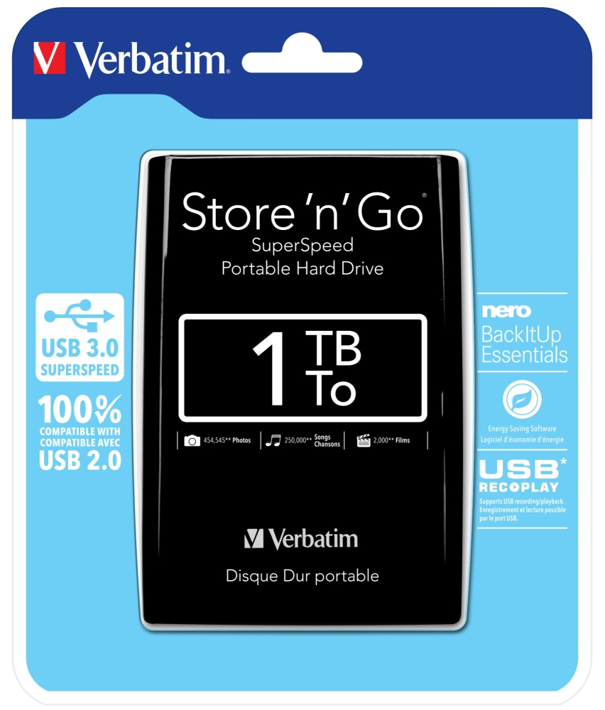 Verbatim Store n Go USB 3.0 Portable Hard Drive 1TB Black